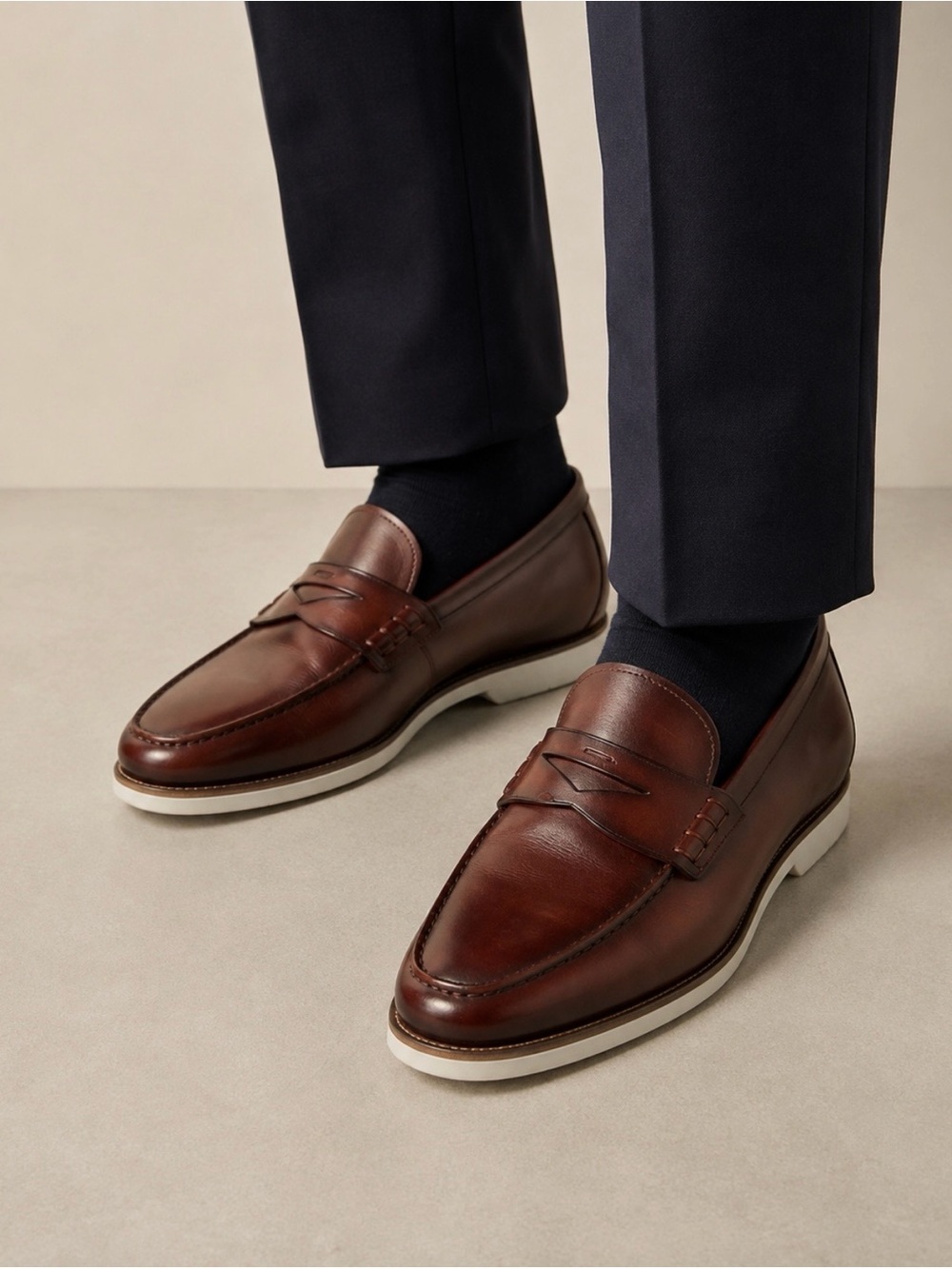 Magnanni Brown Leather Penny Loafers Men US 8.5 EU 41.5 Made In Spain Slip On